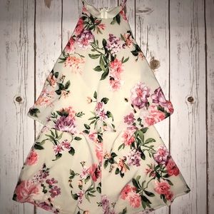 Floral Print High Neck Romper